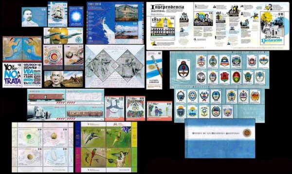 ARGENTINA - 2016 AÑO COMPLETO -  19 CONMEMORATIVOS + 9 ORDINARIOS + 10 SELLOS UNIDAD POSTAL + CARNET ORDINARIO ( 25 SELLOS) Y 5  BLOQUES - NUEVO - MINT