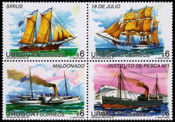 URUGUAY/SELLOS, 1998 - BARCOS - YV 1734/7 - 4 VALORES - NUEVO