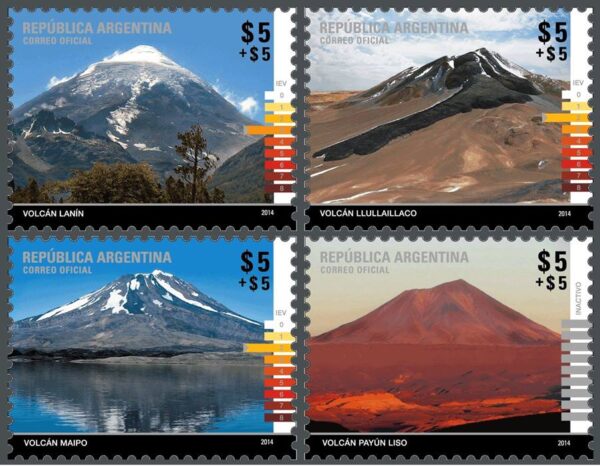 ARGENTINA/SELLOS, 2014 – VOLCANES - CAT GJ 4058/61 - 4 VALORES – NUEVO