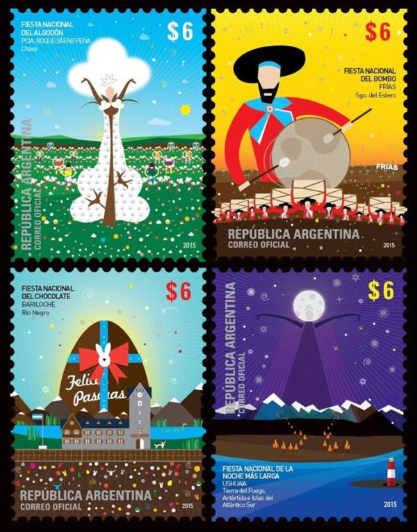 ARGENTINA/SELLOS, 2015 - FIESTAS POPULARES - 4 VALORES - MNH