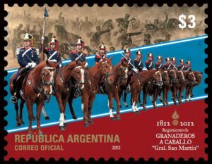 ARGENTINA/SELLOS, 2012 - GRANADEROS - UNIFORMES MILITARES - CAT GJ 3954 - SCOTT 2666 - 1 VALOR - NUEVO