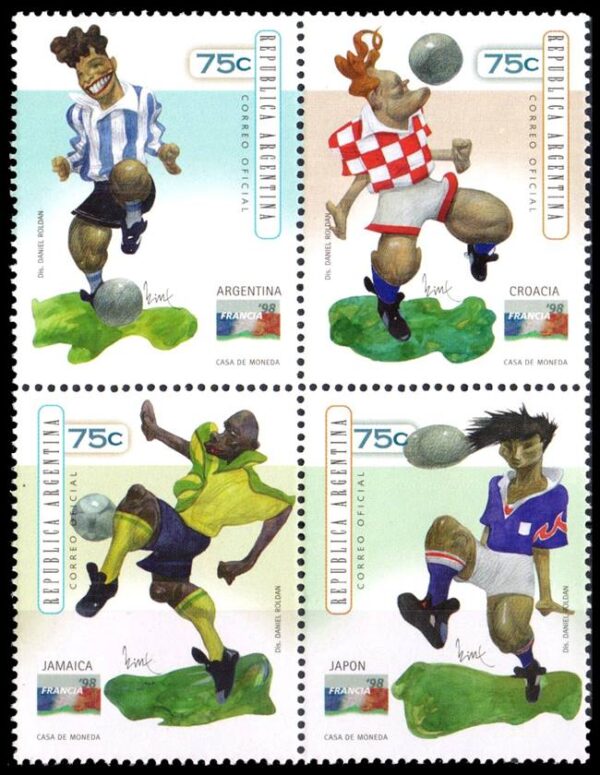 ARGENTINA/SELLOS, 1998 - FUTBOL - CAT GJ 2883/6 - 4 VALORES - NUEVO