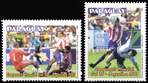PARAGUAY/SELLOS, 2001 - FUTBOL - 2827/28 - 2 VALORES - NUEVO