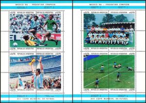 ARGENTINA/SELLOS, 1986 - FUTBOL - CAT. GJ HB 55/56 - 2 BLOQUES – NUEVO