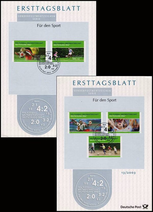 ALEMANIA/SOUVENIR, 2003 - FUTBOL - YV 2152/56 - 5 VALORES - MATASELLO ESPECIAL