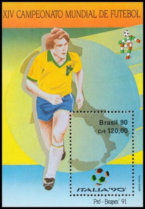 BRASIL/SELLOS, 1990 - FUTBOL - YV BF 83 - BLOQUE - NUEVO