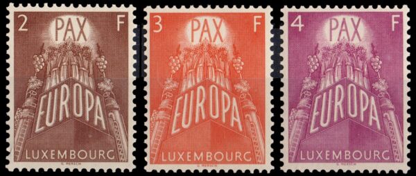 LUXEMBURGO/SELLOS, 1957 - TEMA EUROPA - PAX - YV 531/33 - 3 VALORES - NUEVO