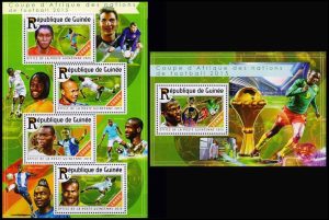 GUINEA/SELLOS, 2015 - FUTBOL - COPA DE AFRICA DE LAS NACIONES - HOJITA DE  BLOQUE - NUEVO