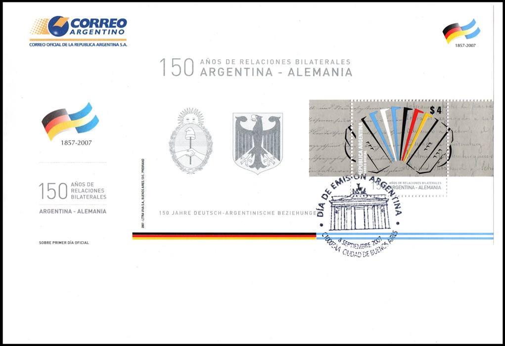 ARGENTINA/SOBRES, 2007 - MUSICA - TANGO - CAT GJ HB 181 - BLOQUE - SOBRE PRIMER DIA DE EMISION