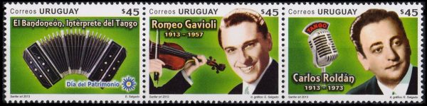 URUGUAY/SOBRE, 2013 - TANGO - MUSICA - YV 2643/45 - 3 VALORES - SOBRE PRIMER DIA DE EMISION