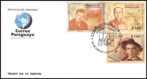 PARAGUAY/SOBRE, 2010 - MUSICA – LITERATURA - YV 2877/79 -3 VALORES - SOBRE PRIMER DIA DE EMISION