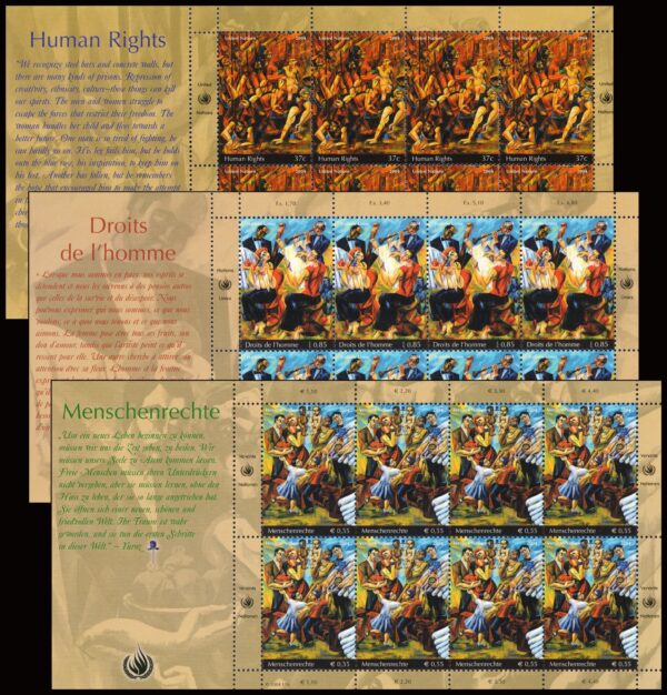 NACIONES UNIDAS/SELLOS, 2004 - LOS DERECHOS DEL HOMBRE - 6 HOJITAS - NUEVO