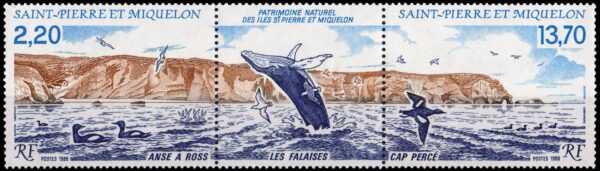 SAINT PIERRE Y MIQUELON/SELLOS, 1988 - FAUNA - YV 495A - TRIPTICO - NUEVO