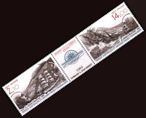 ANTARTIDA FRANCESA, SELLOS, 1986 - PERSONALIDADES - BARCOS - YV A 94A - TRIPTICO - NUEVO