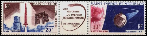 SAINT PIERRE Y MIQUELON/SELLOS, 1966 - ASTRONAUTICA - YV A 34A - TRIPTICO - NUEVO