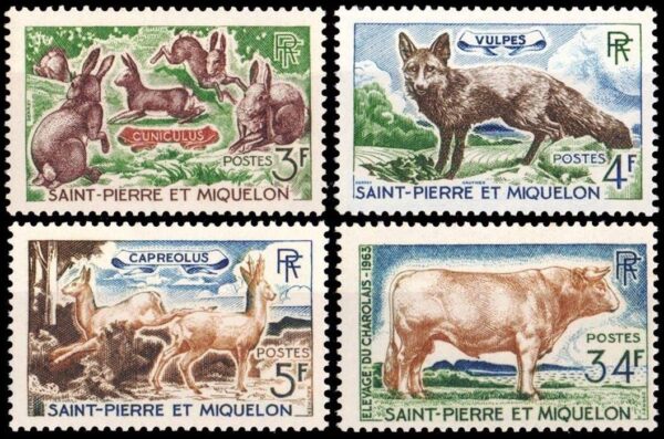 SAINT PIERRE Y MIQUELON/SELLOS, 1964 - FAUNA - Yv. 372/5 - 4 VALORES - NUEVO