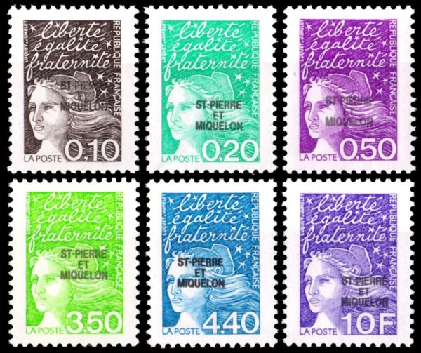 SAINT PIERRE & MIQUELON/STAMPS, 1997 - MARIANNE  - DEFINITIVES - YV 656/61 - 6 VALUES - MNH