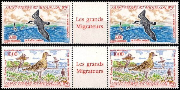 SAINT PIERRE Y MIQUELON/SELLOS, 1988 - AVES - YV A 72-73 - 2 VALORES - ENTRECINTA - NUEVO