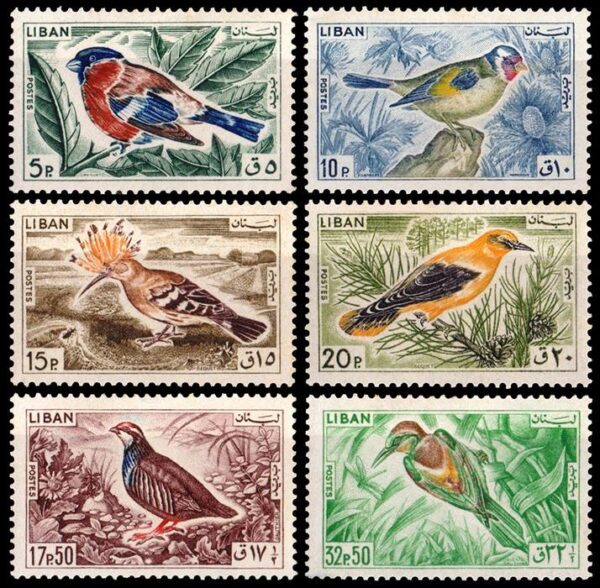 LIBANO/SELLOS, 1965 - AVES - YV 250/55 - 6 VALORES - NUEVO