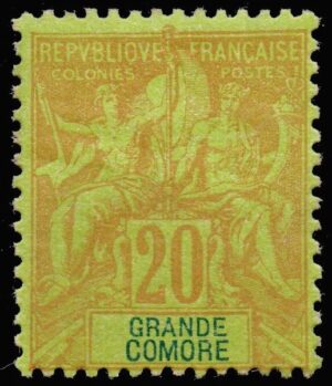 GRAN COMORA/SELLOS, 1897 - COLONIAS FRANCESAS - YV 7 -1 VALOR - NUEVO - BISAGRA