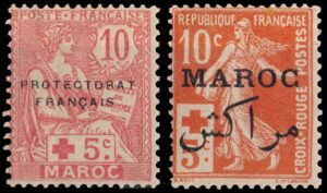 MARRUECOS/SELLOS, 1915 - CRUZ ROJA - YV 60/61 - 2 VALORES - NUEVO - BISAGRA