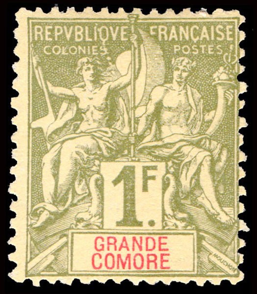 GRAN COMORA/SELLOS, 1900-1897 -CONIAS FRANCESAS - YV 13 -1 VALOR - NUEVO - SIN GOMA