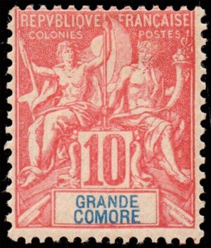 GRAN COMORA/SELLOS, 1897 - COLONIA FRANCESA - YV 14 -1 VALOR - NUEVO - BISAGRA