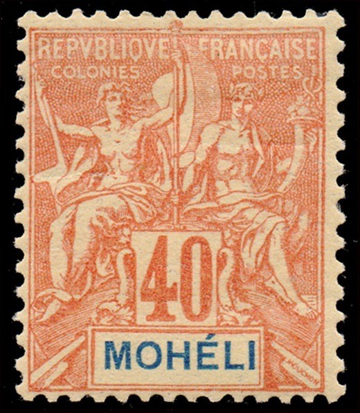 MOHELI/SELLOS, 1906/07 - COLONIAS FRANCESAS - YV 10 - 1 VALOR - NUEVO - BISAGRA