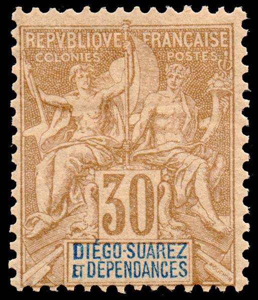 DIEGO SUAREZ/SELLOS, 1892 - COLONIAS FRANCESAS - YV 33 - 1 VALOR - NUEVO - BISAGRA