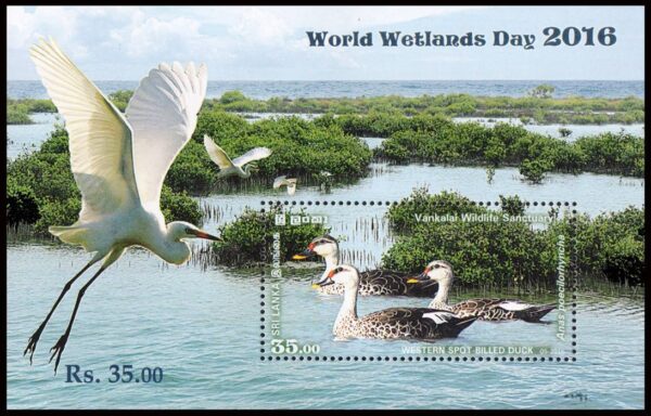 SRI LANKA/SELLOS, 2016 - AVES - DÍA MUNDIAL DE LOS HUMEDALES - YV BF 147 - 1 BLOQUE - NUEVO