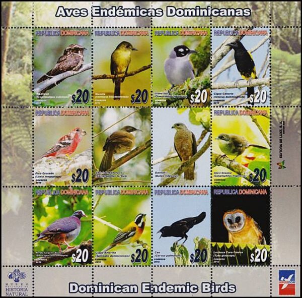 REPUBLICA DOMINICANA/SELLOS, 2012 - AVES ENDEMICAS DOMINICANAS - YV 1712/21 - HOJITA - NUEVO