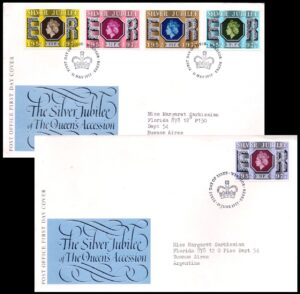 GRAN BRETAÑA/SOBRES, 1977 - ANIVERSARIOS - YV 829/32 - 5 VALORES - SOBRE PRIMER DIA EMISION