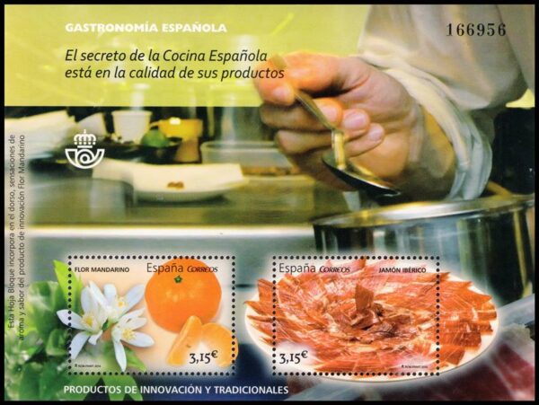 ESPAÑA/SELLOS, 2014- GASTRONOMIA ESPAÑOLA - YV F 4584 - BLOQUE - NUEVO