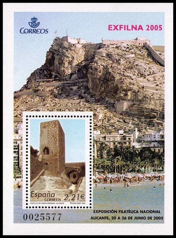 ESPAÑA/SELLOS, 2005 - CASTILLO DE SANTA BARBARA, ALICANTE - YV BF 144 - BLOQUE - NUEVO