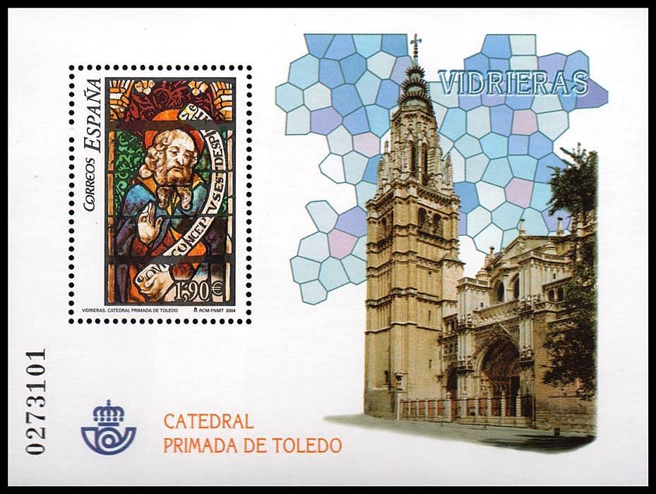 ESPAÑA/SELLOS, 2004 - RELIGION VIDRIERAS - YV BF 141 - BLOQUE - NUEVO