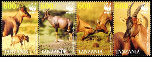 TANZANIA/SELLOS, 2006 - W.W.F. FAUNA PROTEGIDA: ANTILOPE TOPI - YV 3441/44 - 4 VALORES - NUEVO