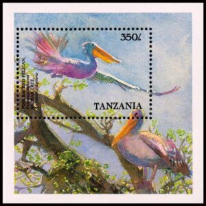 TANZANIA/SELLOS, 1989 - AVES - PELICANOS - YV BF 76 - BLOQUE - NUEVO