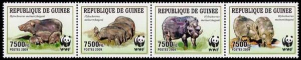 REPUBLICA DE GUINEA/SELLOS, 2009 - W.W.F. PROTECCION DE LA NATURALEZA - FAUNA - YV 4286/89 - 4 VALORES - NUEVO