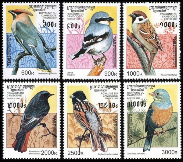 CAMBOYA/SELLOS, 1997 - AVES - YV 1393/98 - 6 VALORES - NUEVO