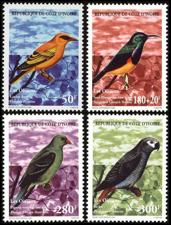 COSTA DE MARFIL/SELLOS, 1999 - AVES - YV 1024/27 - 4 VALORES