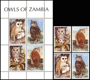 ZAMBIA/SELLOS, 1997 - AVES DE PRESA - YV 668/71 + BF 30 - 4 VALORES + BLOQUE - NUEVO