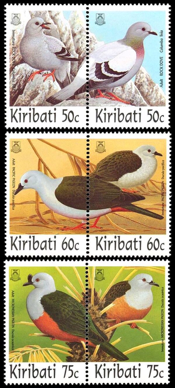 KIRIBATI/SELLOS, 1997 - AVES - PALOMAS - YV 399/408 - 6 VALORES - NUEVO