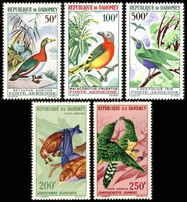 DAHOMEY/SELLOS, 1966-1967 - AVES - YV A 37/41 - 5 VALORES - NUEVO