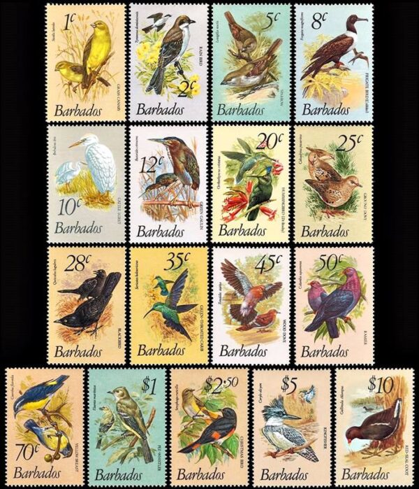 BARBADOS/SELLOS, 1979 - AVES - YV 472/88 - 17 VALORES - NUEVO