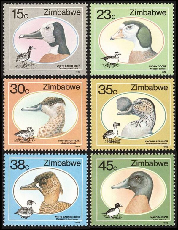 ZINBABWE/SELLOS, 1988 - AVES - PATOS - YV 164/69 - 6 VALORES - NUEVO