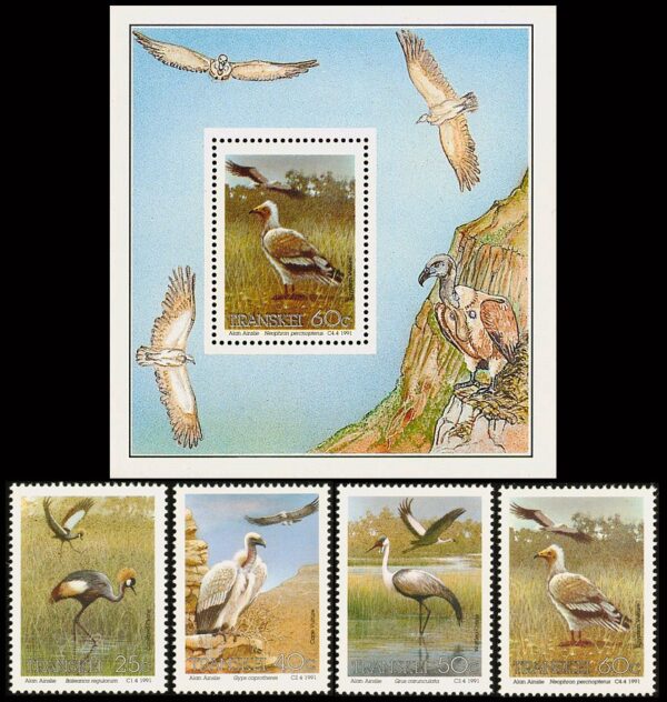 TRANSKEI/SELLOS, 1991 - AVES - YV 271/74 + BF 8 - 4 VALORES + BLOQUE - NUEVO