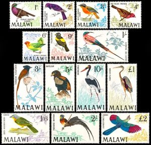 MALAWI/SELLOS, 1968 - AVES - SERIE ORDINARIA - YV 92/105 - 14 VALORES - NUEVO