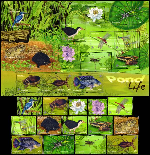 SINGAPORE/STAMPS, 2012 - FLORA & FAUNA - YV 1810/13 + 1819/28 + BF - 14 VALUES  - SOUV SHEET - MNH