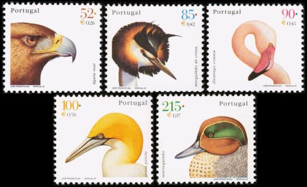 PORTUGAL/SELLOS, 2000 - AVES - SERIE ORDINARIA - YV 2400/04 - 5 VALORES - NUEVO