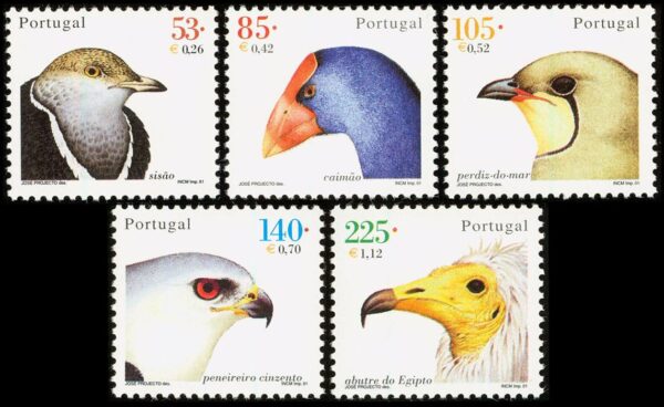 PORTUGAL/SELLOS, 2001 - AVES - SERIE ORDINARIA - YV 2464/68 - 5 VALORES - NUEVO